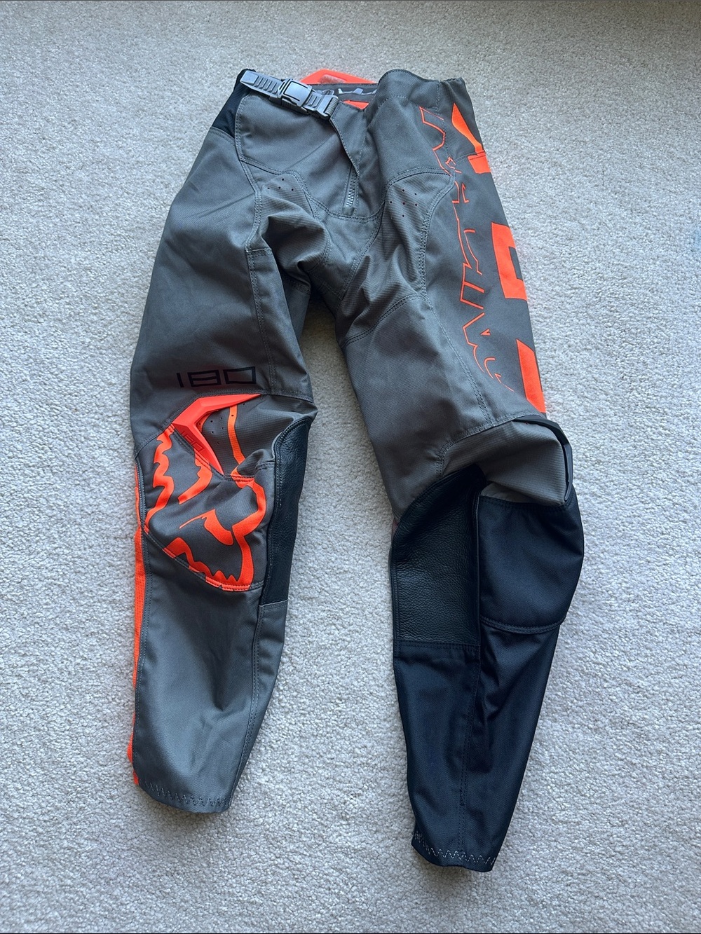 Fox 180 Kids Gray and Orange Motocross Pants - 24Y - Picture 3 of 16